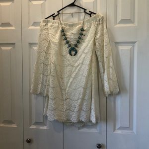 Rue21 Off-The-Shoulder Cream Lace Dress